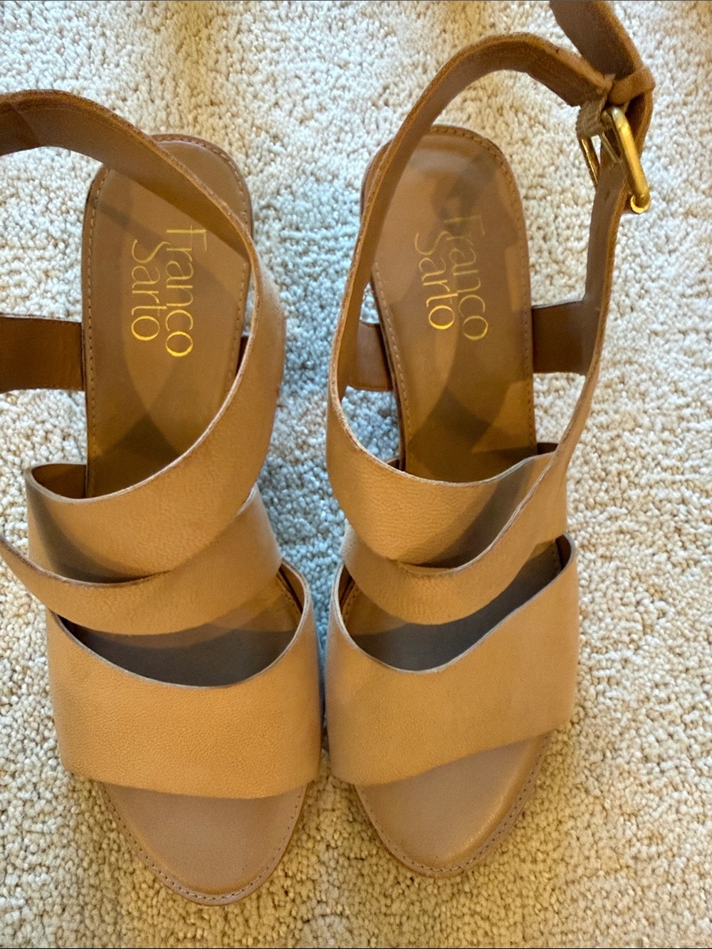 Franco Sarto Cognac Tan Leather Strappy Heels